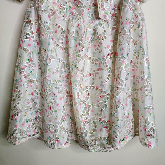 For Love & Lemons Magnolia Floral Lasercut Puff Sleeve Mini Dress Large Feminine - Picture 8 of 16